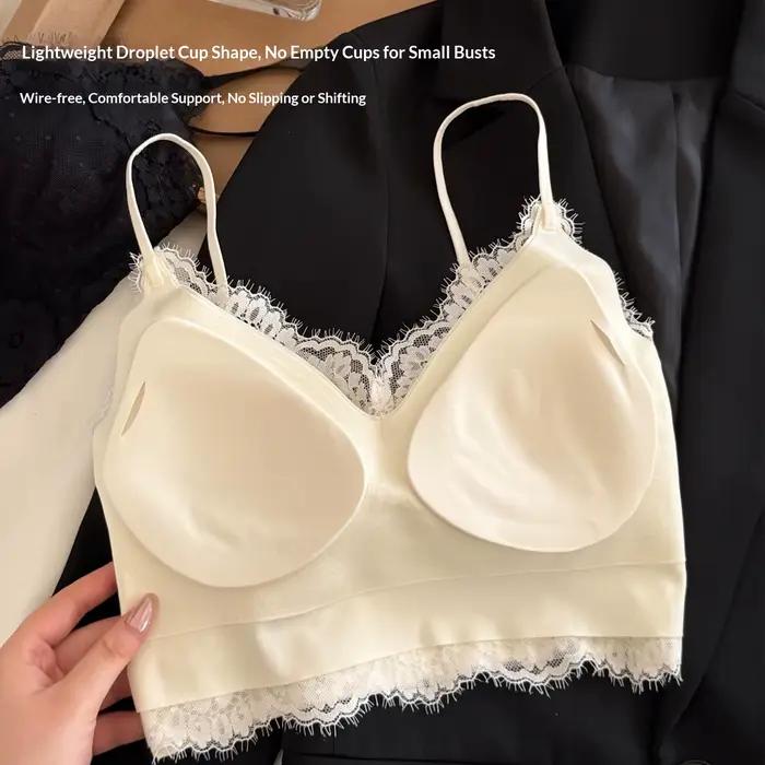 Nouveau soutien-gorge en dentelle française, style fin pour petites poitrines, avec fines bretelles, débardeur camisole, sans armatures, dos en maille