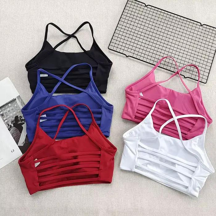 Soutien-gorge de sport sexy à bretelles fines pour femmes - Yoga, course à pied, fitness, entraînement de gymnastique, haut extérieur