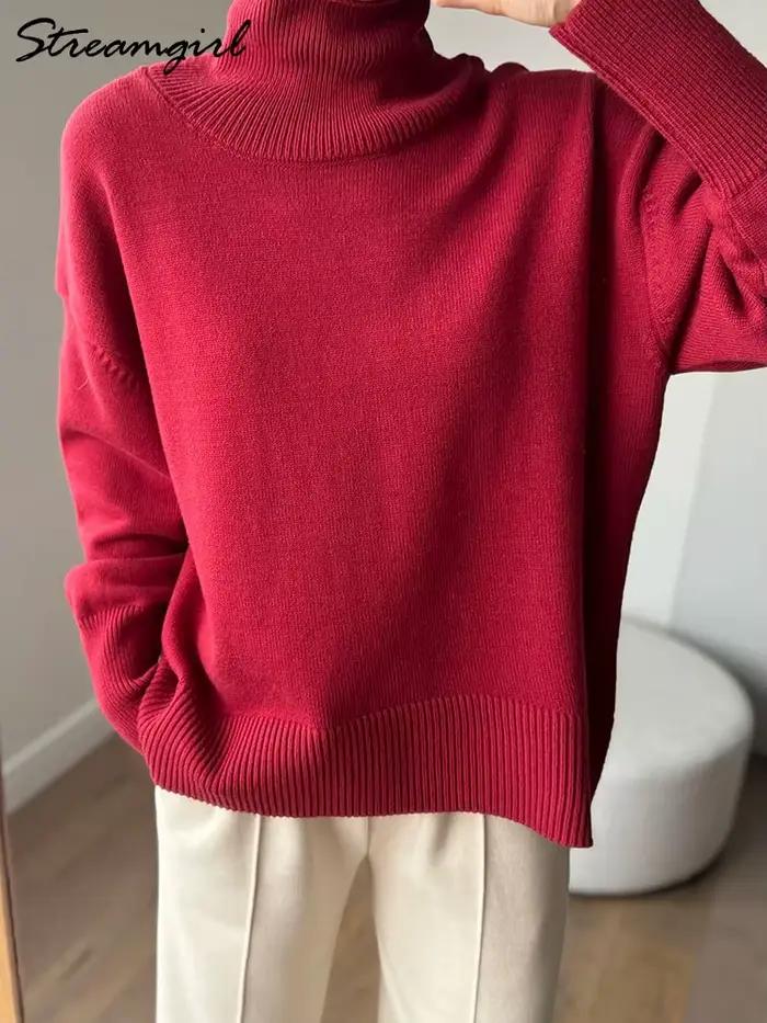 Pull en viscose ample à col roulé pour femmes automne hiver élégance moderne confort décontracté ocassions spéciales
