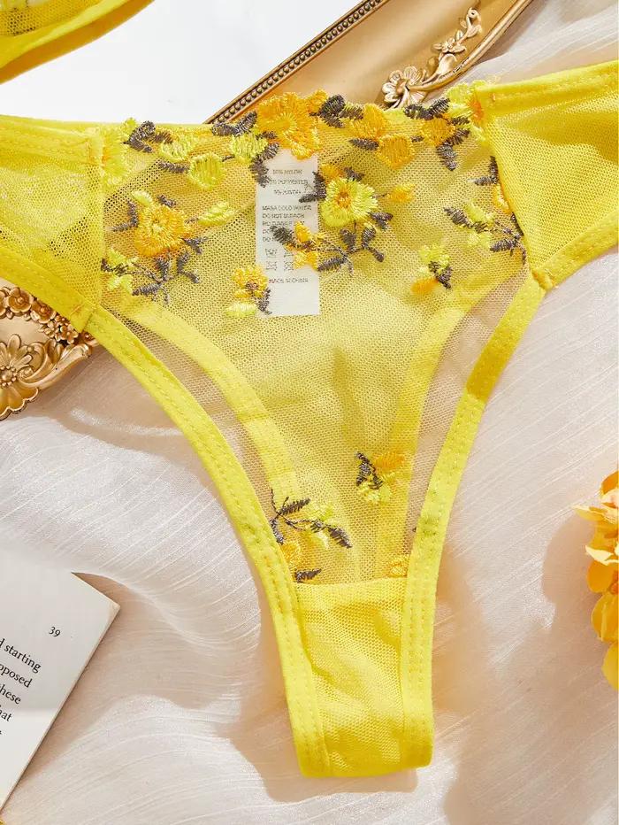 Žltý priesvitný dámsky lingerie set