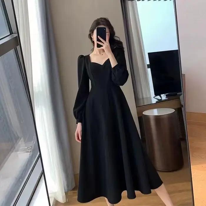 Elegantné šaty s dlhými nafúknutými rukávmi pre ženy