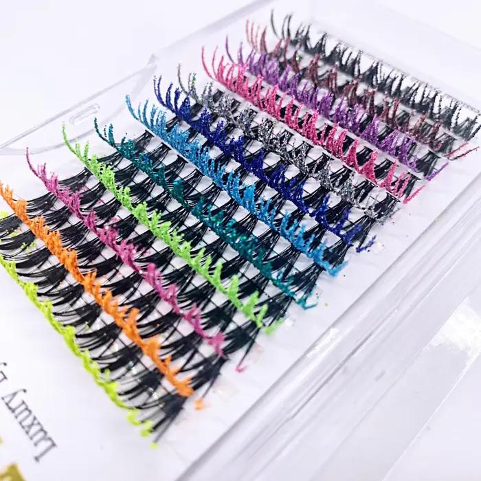 Jednotlivé trblietavé farebné umelé mihalnice
