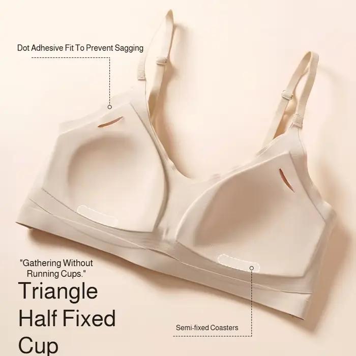 Soutien-gorge femme en soie glacée sans couture, effet minimisant pour grandes poitrines, style push-up, fin d'été, bonnet semi-fixe, dos élégant
