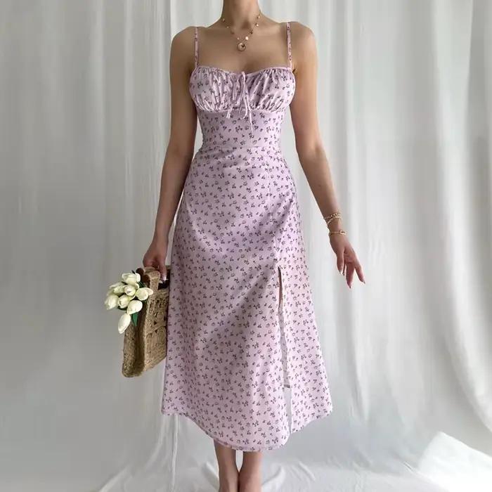 Hugcitar – elegantné dlhé šaty s kvetinovým vzorom pre ženy
