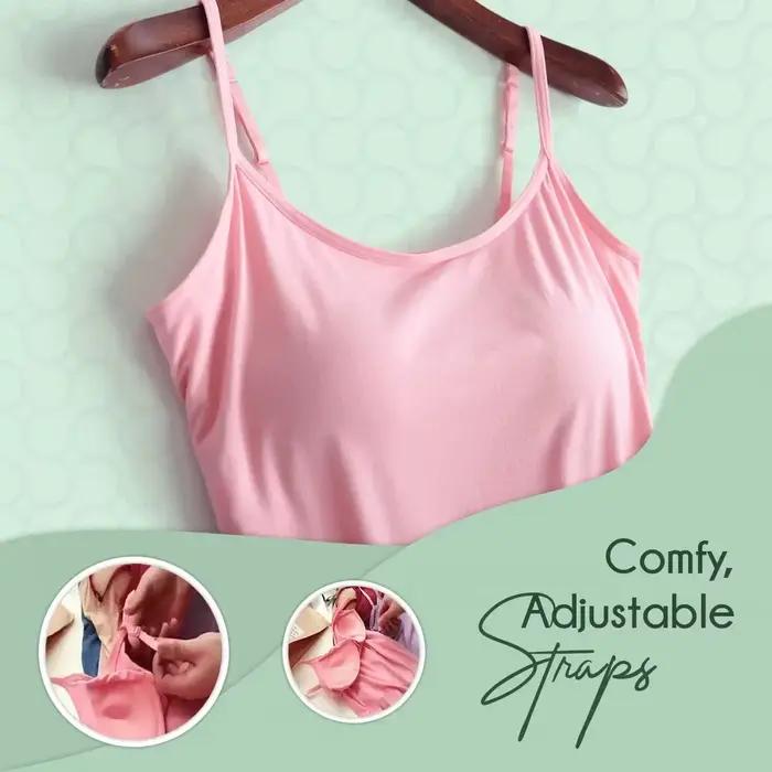 Camisole avec soutien-gorge rembourré intégré pour femme, haut rose, pyjama, vêtements de maison, livraison directe, Tiktok