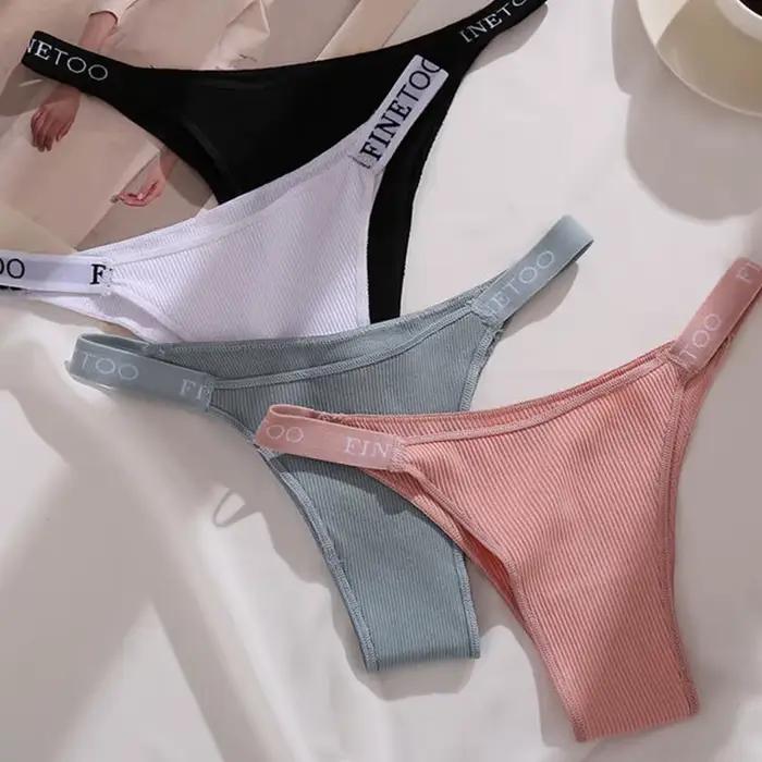 3 pièces/ensemble culottes en coton slips femmes caleçons femme Sexy culottes string femmes culottes sous-vêtements couleur unie Lingerie intime