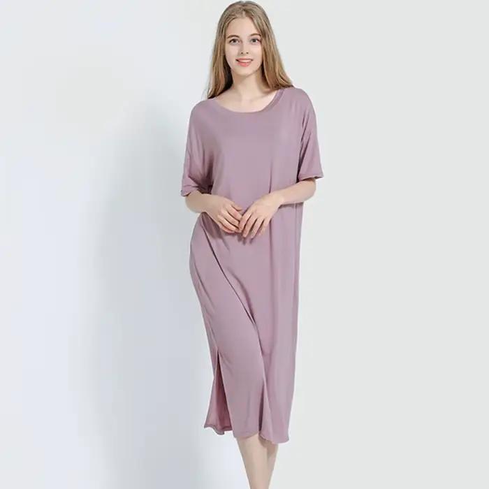 Robe de nuit en coton modal pour femmes, chemise de nuit, chemise de nuit, vêtements de nuit, grande taille, mode estivale, documents pour dames