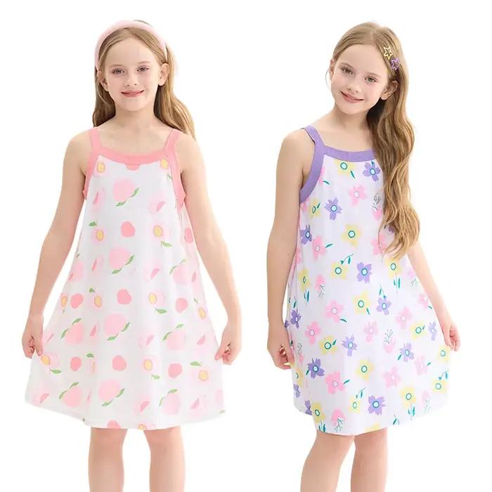 Robe de nuit pour filles de 2 à 13 ans, vêtements pour enfants, pyjama coréen d'été pour enfants, robe de nuit pour fille, bleu, rouge, floral, vêtements de maison