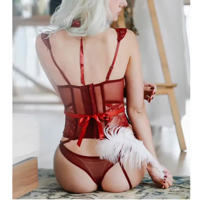 Varsbaby Sexy dentelle Corset corps Shapewear ensemble femmes Bustier avec bretelles bas tour de cou 4 pièces corps Shapers Lingerie