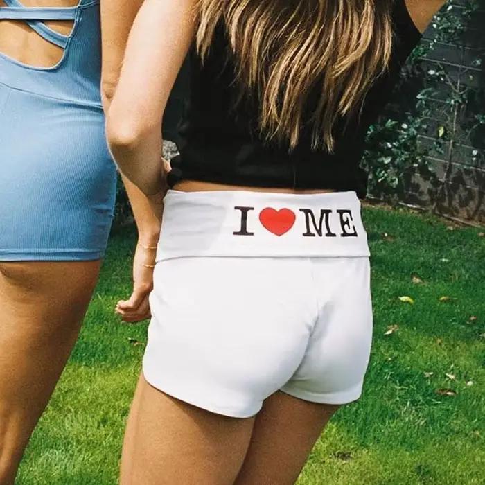 Y2K Aesthetic I LOVE Closer Letter Print Short