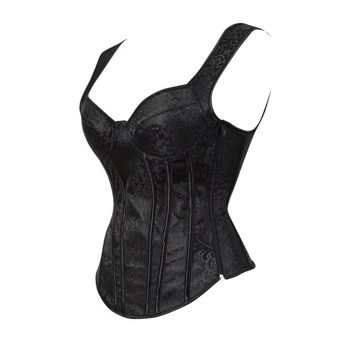 Corsets pour femmes fleur broderie Corset Vintage sangle Bustier Jacquard fermeture éclair Corsage Push Up Korsett dentelle Bustiers Costume de fête
