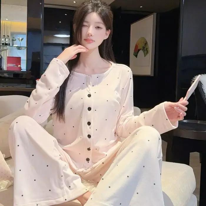 Pyjama 3 pièces en velours Island pour femmes, slip Sexy en dentelle, vêtements de maison, ensemble décontracté, printemps et automne