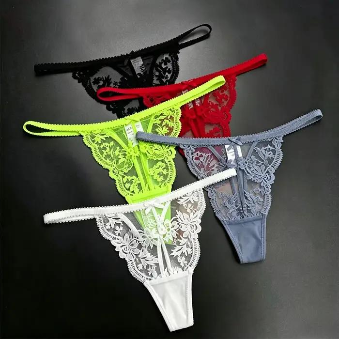Tangas pour femmes, slip sexy en dentelle complète, taille basse, ajouré, motif floral, semi-transparent, respirant, string, lingerie, culotte