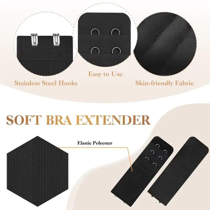 Lot de 5 rallonges de soutien-gorge ajustables à 2 rangées pour femmes, avec boucle de fixation, pour une longueur accrue