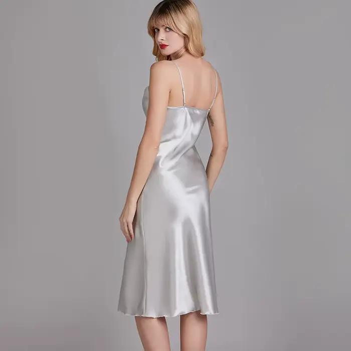 Chemise de nuit en satin soyeux pour femme, bretelles spaghetti, vêtements de nuit d'été, vêtements de nuit blancs, robe en span pour la maison, InDispensLingerie, nouveau