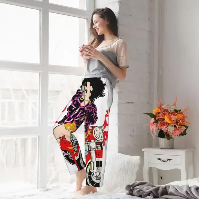 Pantalon de pyjama personnalisé Betty Boop pour femme, pantalon de détente, vêtements de nuit avec poches