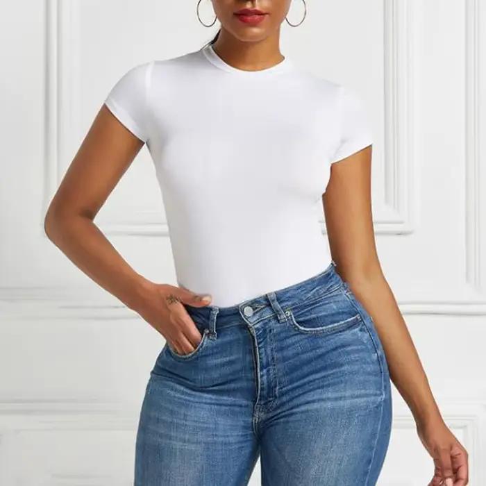 Dámske sexy letné priliehavé body v ležérnom štýle s krátkym rukávom