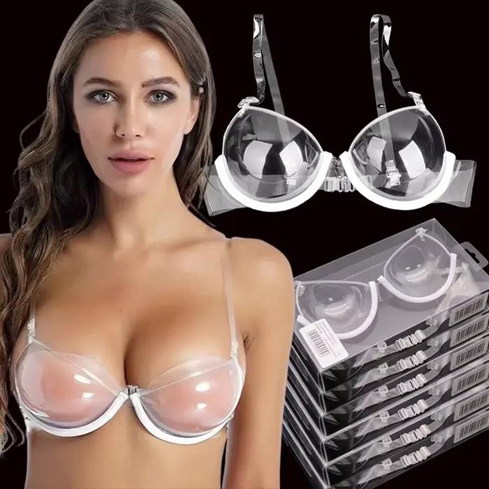 Priehľadná push-up podprsenka s nastaviteľnými ramienkami pre ženy