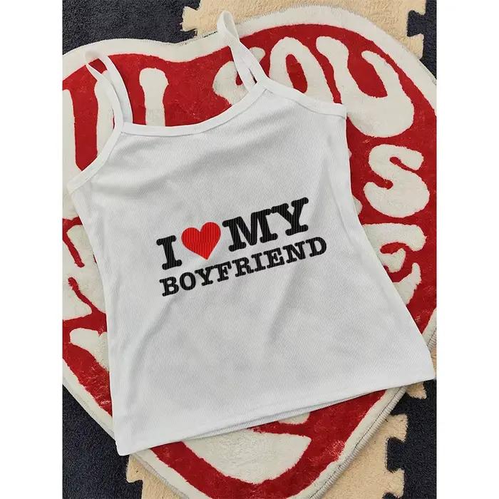 Dámske krátke tričko s potlačou I Love My Boykriemd