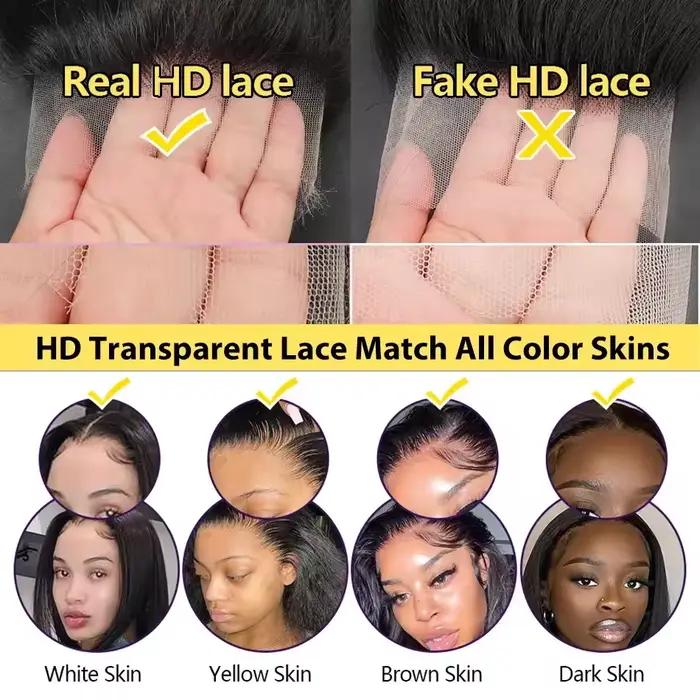 Perruque en cheveux humains brésiliens Remy avec dentelle transparente 13X6 pour femmes occasions spéciales