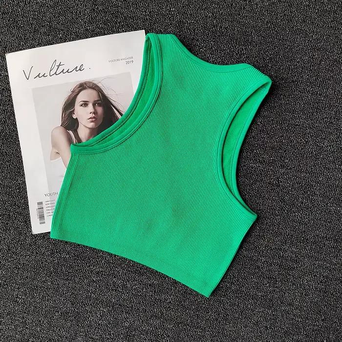 Soutien-gorge de sport dos nageur pour femme, séchage rapide, respirant, sans manches, haut court, idéal pour la course, la gym et le yoga