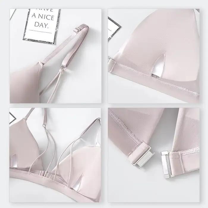 Ensemble de soutien-gorge à fermeture frontale pour femme, lingerie sexy soyeuse, culotte taille basse, soutien-gorge push-up, soutien-gorge sans fil, sous-vêtements sans couture