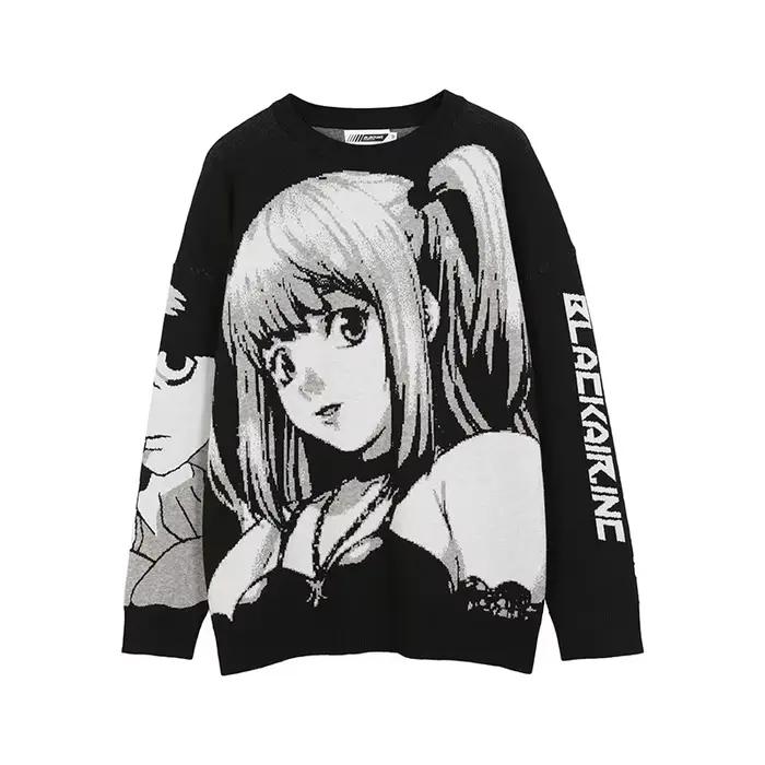 Dámsky hip hop streetwear Harajuku sveter Vintage štýl japonský Anime dievča pletený 2023 bavlnený