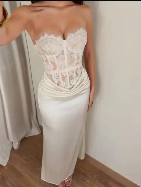 Robe de mariée sirène en satin avec corset en dentelle, décolleté cœur, taille froncée, robe de soirée de mariée personnalisée, Vestido De Novia