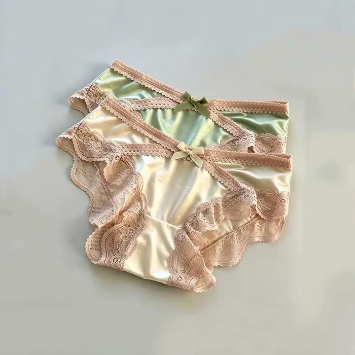 Culotte en dentelle française, entrejambe en pur coton, satinée, sexy, coupe triangle, taille basse, douce et confortable, lingerie