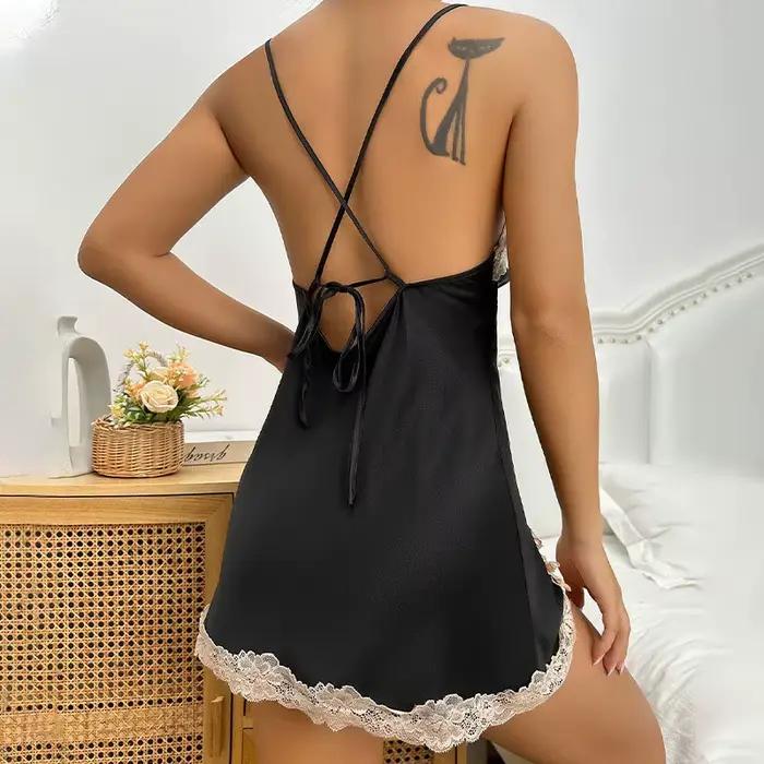 Chemise de nuit couleur Champagne robe de soirée de mariage chemise de nuit d'été à bretelles dos nu Lingerie vêtements de nuit sexy femme robe de nuit