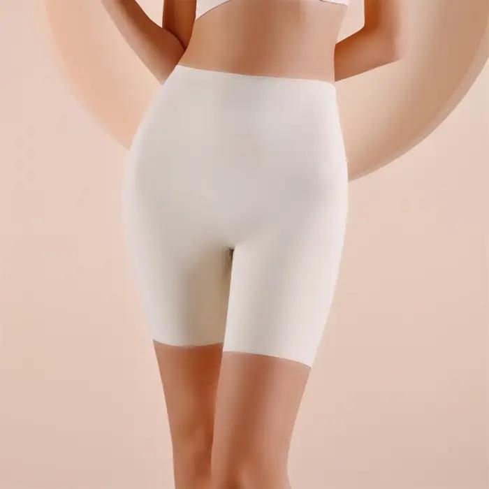 Shorty taille haute sans couture pour femme, effet ventre plat et rehaussement des fesses, en soie glacée, sous-vêtement de sport, style boxer