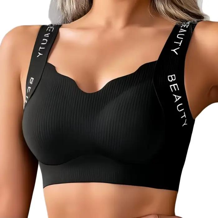 Bezdrôtová push-up podprsenka s rebrovaným vzorom pre ženy