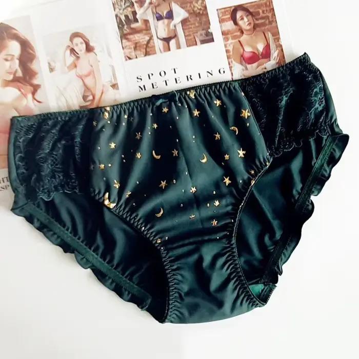 3XL grande taille rétro palais Style lait soie culottes pour femmes mignon belle chérie étoile élasticité sous-vêtements respirants Breifs