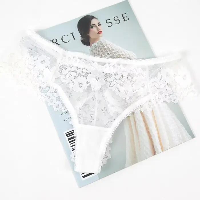 Slip noir Sexy en dentelle pour femmes, culotte ajourée en dentelle florale, taille basse, sous-vêtements respirants, Lingerie féminine