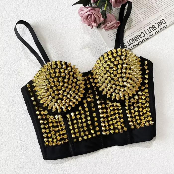 Soutien-gorge Steampunk à Rivets pour Femme, Bustier Court, Précieux Y-Summer, Sexy, ixd'Halloween, Scène, Gothique, Push Up, Club