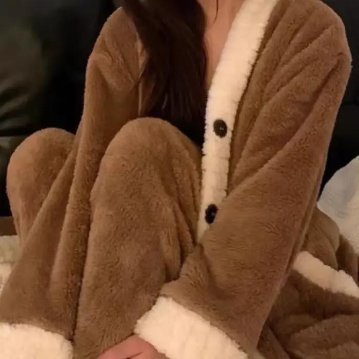 Dámske koralové flísové pyžamo