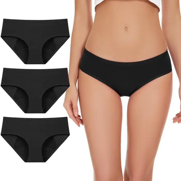 3 pièces culottes menstruelles femme flux très abondant sous-vêtements menstruels taille mi haute culotte période anti-fuite pour filles dames