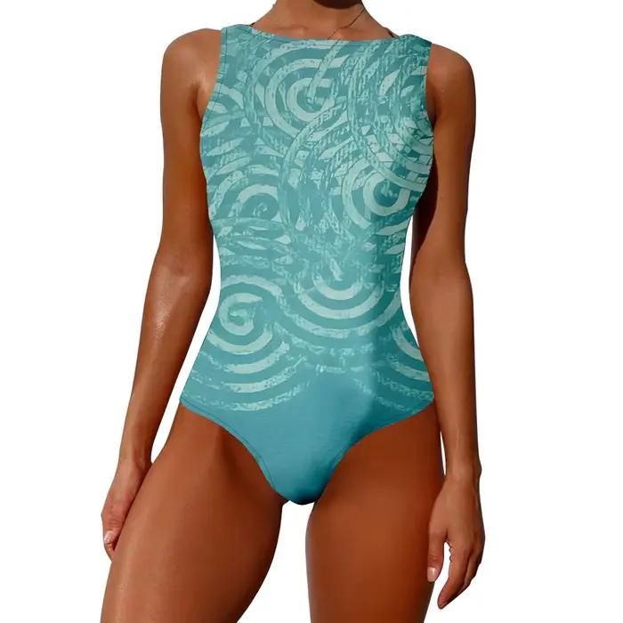 Jednodielne plavky Aqua Swirl DNA s potlačou