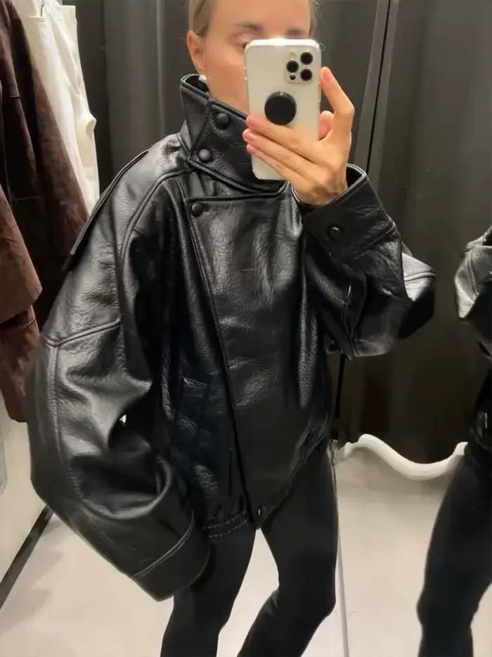 HH jesenná bunda z imitácie kože pre ženy