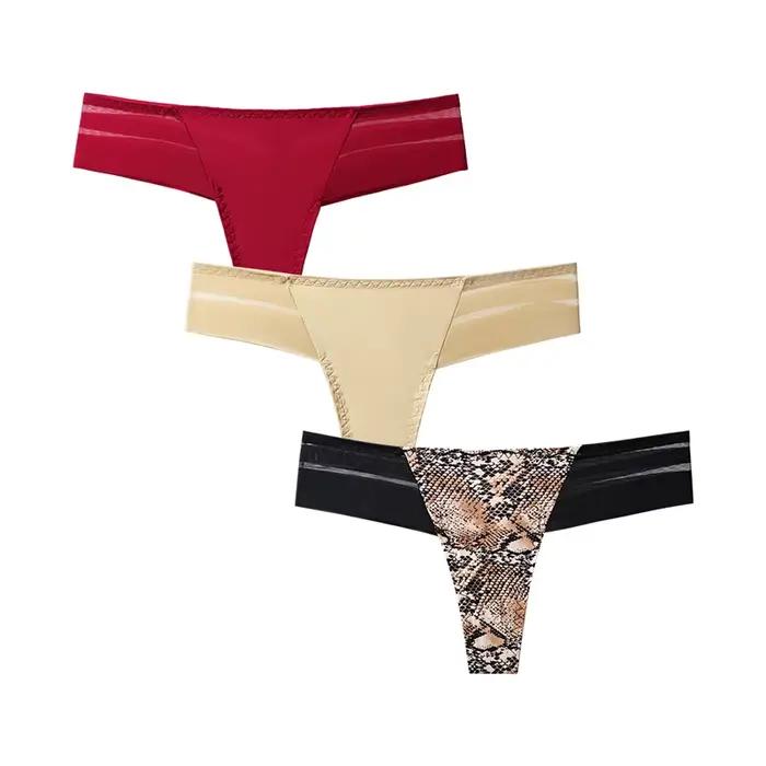 3 pièces culottes pour femmes sous-vêtements intimes tongs Lingerie Sexy sport femme Tanga pour femme glace soie culotte sans couture pour les femmes
