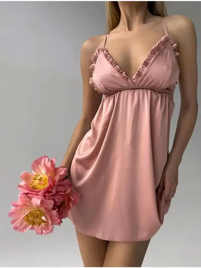 Chemise de nuit en soie pour femme, style boudoir, courte, pour lune de miel, mariage et été, collection Raspberry Honeymoon Sexy Lingerie