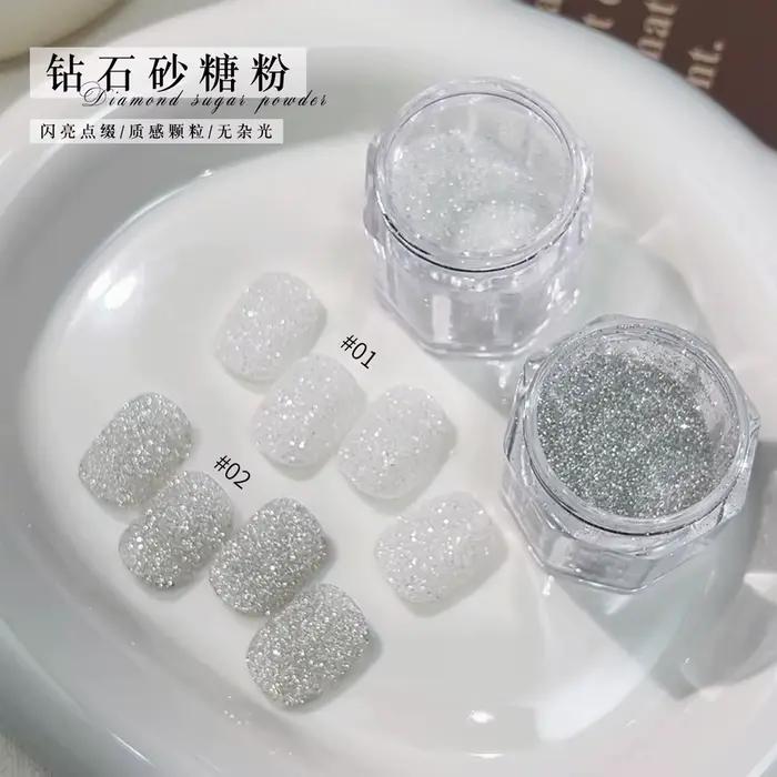 Strieborný diamantový prášok na nechty 5g - Ultra jemný trblietavý pigment na akrylové a gélové