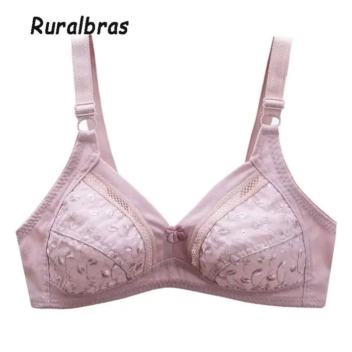 Soutien-gorge en coton respirant pour femmes, petite taille 70A-100B, sans armatures, broderie florale, fermeture dos, lingerie sexy pour tous les jours