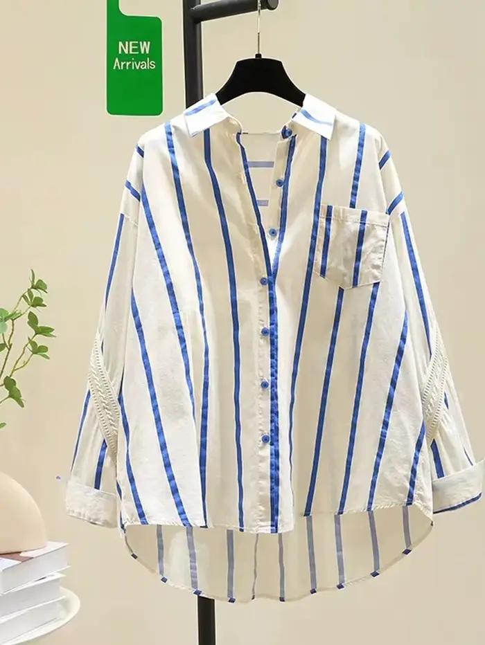 Dámska pruhovaná oversized košeľa