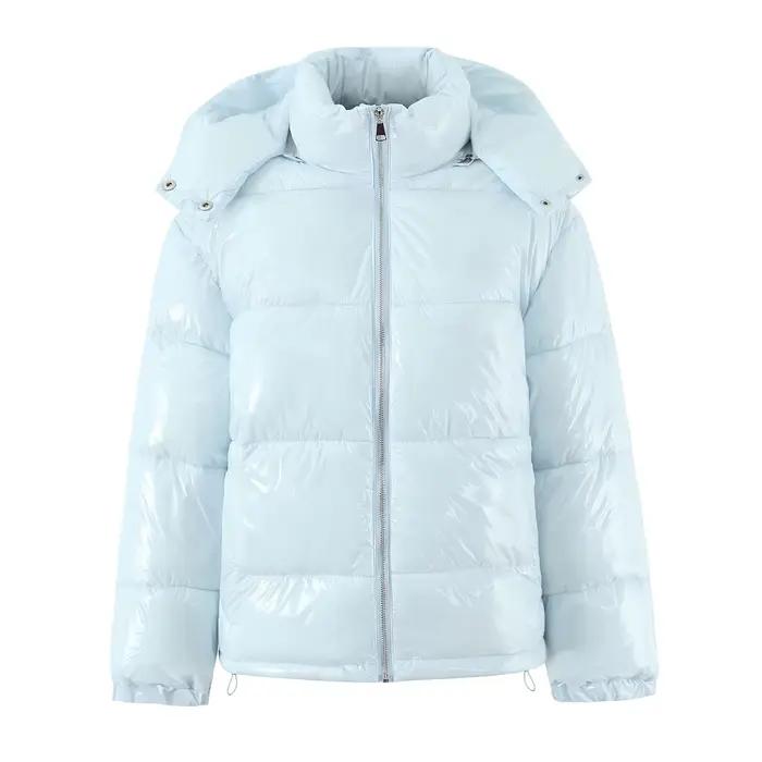 Parka décontractée en polyester pour femmes avec capuche amovible et fermeture éclair pour les saisons d'automne et d'hiver