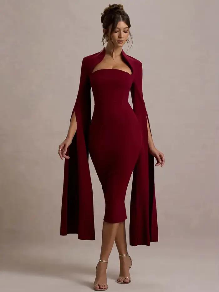 Robe sexy Mozision polyvalente avec décolleté carré pour femmes automne-hiver style club et soirées spéciales
