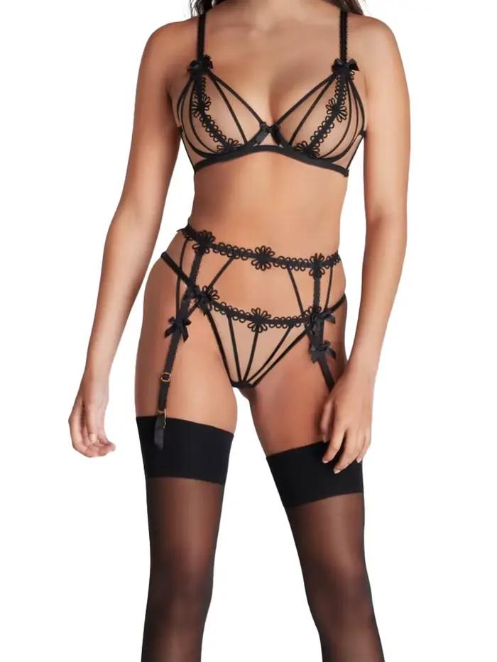 Belamimi – sous-vêtements sexy brodés pour femmes, ensemble soutien-gorge et sous-vêtements, sous-vêtements de luxe d'été, ensemble 4 pièces, sous-vêtements sexy et confortables