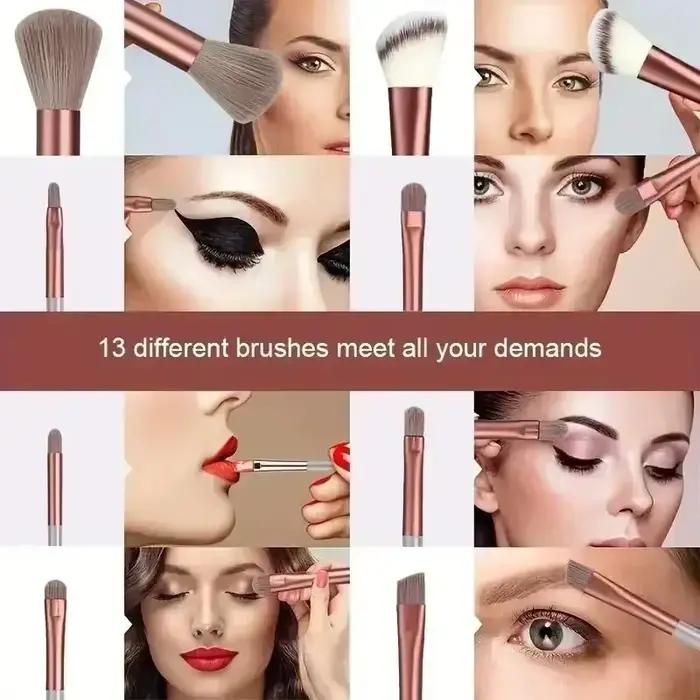 Sada mäkkých a nadýchaných profesionálnych kefiek na make-up