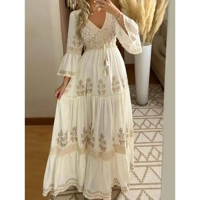 Elegantné dlhé šaty s trásňami