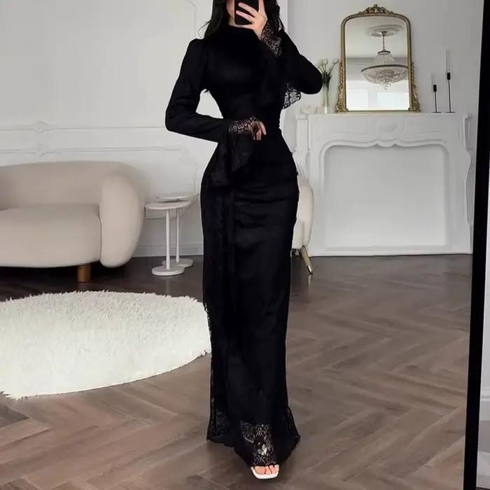 Elegantné večerné šaty z vyšívanej čipky pre ženy